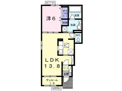 エムティハウスII(1LDK/1階)の間取り写真