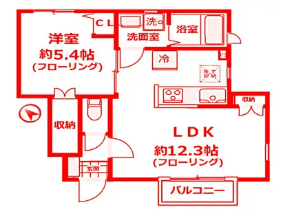 エスペラントII(1LDK/1階)の間取り写真