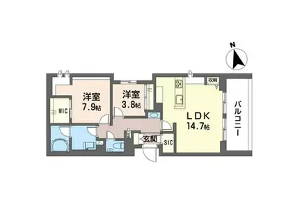 ゼフィールメゾンプレミア緑園(2LDK/1階)の間取り写真