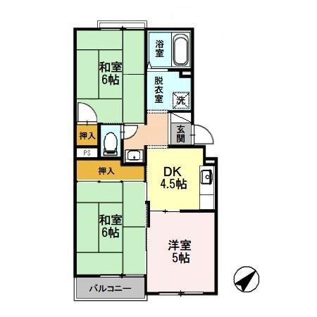 トリヴァン加守田(3DK/1階)の間取り写真
