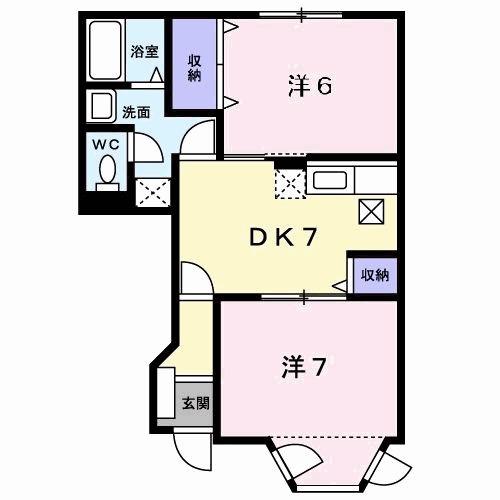 カトレア(2DK/1階)の間取り写真