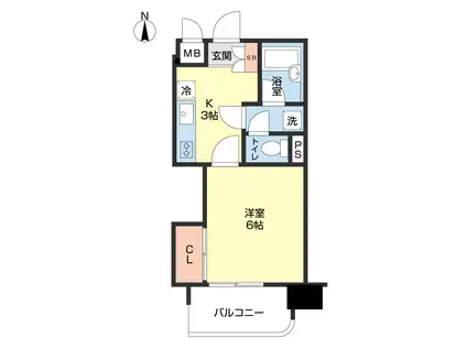 朝日プラザエザース欅通(1K/7階)の間取り写真