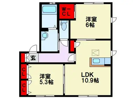グランシャリオ(2LDK/2階)の間取り写真