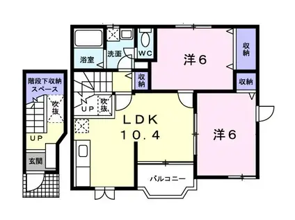 エクセラン M(2LDK/2階)の間取り写真