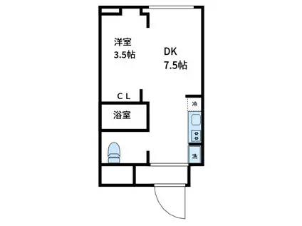 オープンブルーム尾久(ワンルーム/6階)の間取り写真