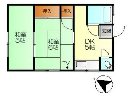 西原アパートIV(2DK/2階)の間取り写真