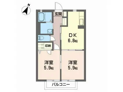 サンクレール(2DK/2階)の間取り写真