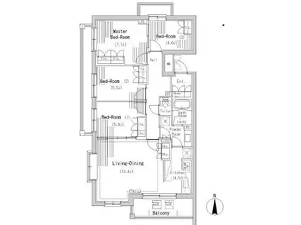 S-FORT横浜青葉台(4LDK/4階)の間取り写真