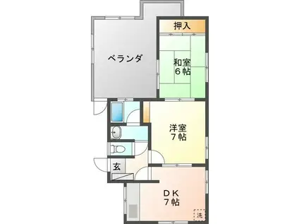グレイス岐阜(2DK/4階)の間取り写真