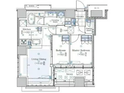 新宿御苑前  タワーマンション  楽器可 (2LDK/9階)の間取り写真