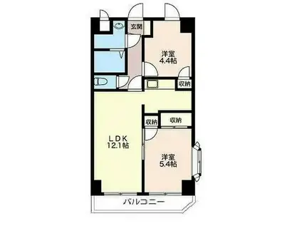 アビタシオン・タカ(2LDK/1階)の間取り写真