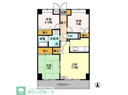 グランディス新八柱(3LDK/4階)の間取り写真