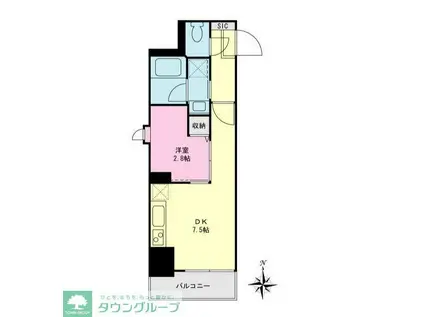 プライムネクサス大森海岸駅(1DK/12階)の間取り写真