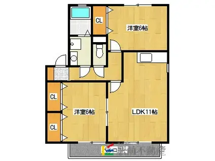 フォレ・ドミール A棟(2LDK/2階)の間取り写真