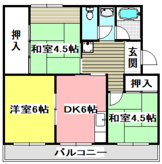 メゾン東茨木(3DK/4階)の間取り写真