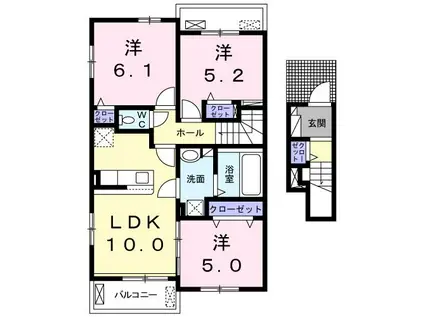 ヤマダハイムC(3LDK/2階)の間取り写真