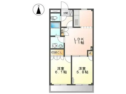 ルミナス(2LDK/1階)の間取り写真