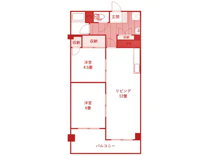 セントラルビル(2LDK/7階)の間取り写真