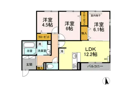 ピアチェーレアミカ(3LDK/3階)の間取り写真