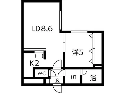 アローハウス(1LDK/4階)の間取り写真