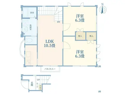 リアルコンフォート(2LDK/2階)の間取り写真