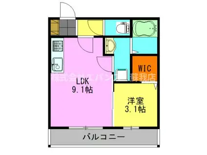 EVITA(1LDK/3階)の間取り写真