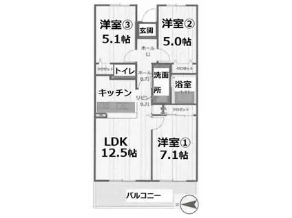 アクティ目黒駅前II(3LDK/8階)の間取り写真