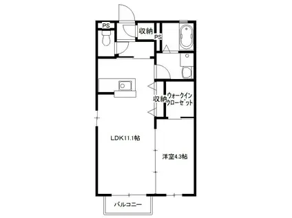 ブランエールL(1LDK/1階)の間取り写真