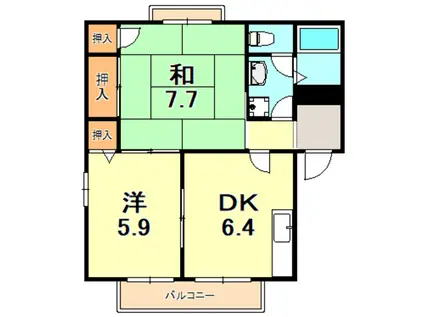 コートハウス星陵AB(2DK/1階)の間取り写真