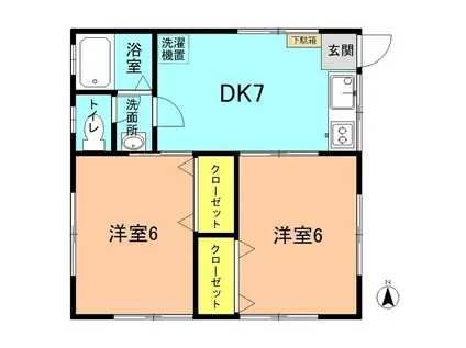 メゾン平井2(2DK/1階)の間取り写真