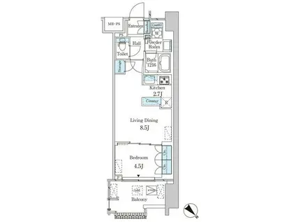 レガシス中目黒(1LDK/4階)の間取り写真