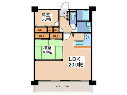 スペリアシティ名南アネックスⅠ(2LDK/6階)の間取り写真