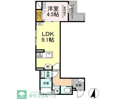 セレスティア大島(1LDK/2階)の間取り写真