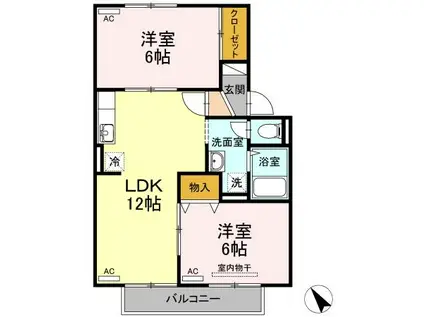 サン・ルミエール D(2LDK/2階)の間取り写真