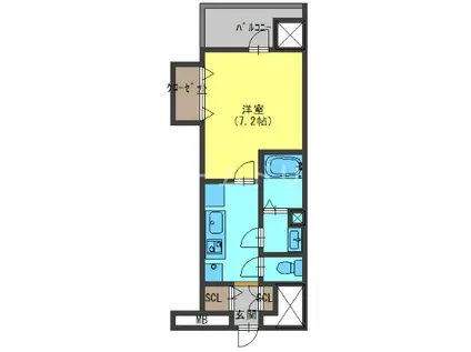 ラグゼナ門真(1K/9階)の間取り写真