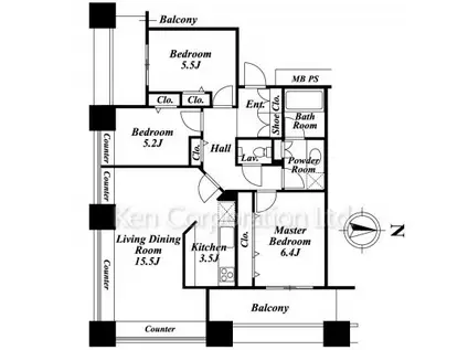 芝浦アイランド エアタワー(3LDK/27階)の間取り写真