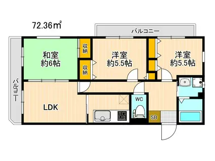 メゾンドール荒木(3LDK/2階)の間取り写真