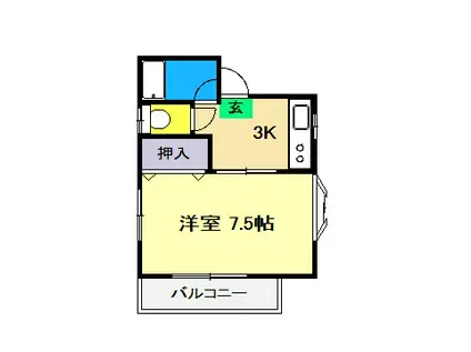 メモリービル(1K/2階)の間取り写真