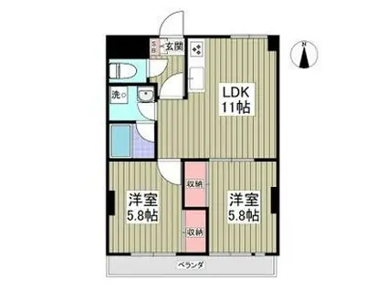 セントラルグリーンマンション(2LDK/2階)の間取り写真