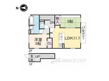 アネックス松香園(2LDK/2階)の間取り写真