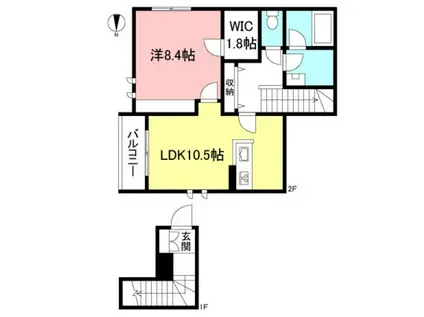 サンパティークII(1LDK/2階)の間取り写真