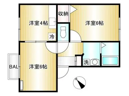 GREEN GABLESL(2DK/2階)の間取り写真