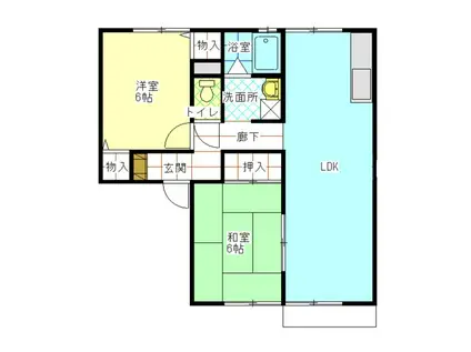 サンハイツ原町B(2LDK/2階)の間取り写真