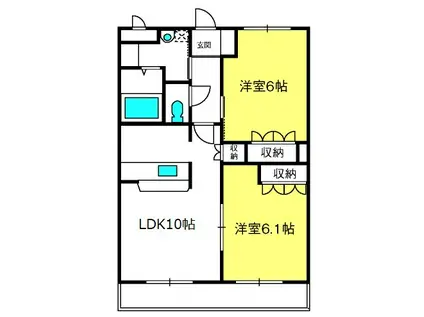 グランディール A(2LDK/2階)の間取り写真