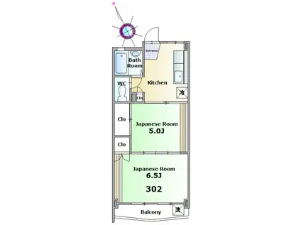 春日ファースト(2K/3階)の間取り写真