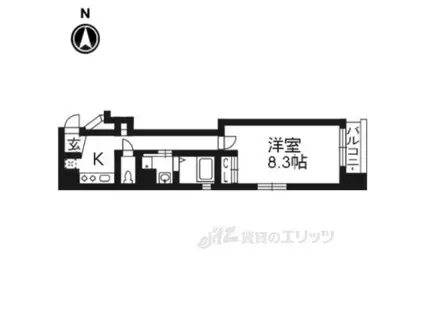 ベラジオ祇園鴨川(1K/3階)の間取り写真