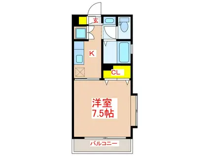 ヴェスタ(1K/4階)の間取り写真