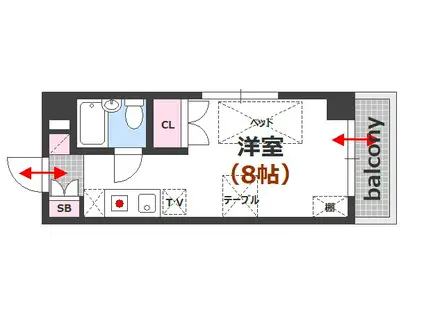 インパクト広瀬町II(1K/3階)の間取り写真