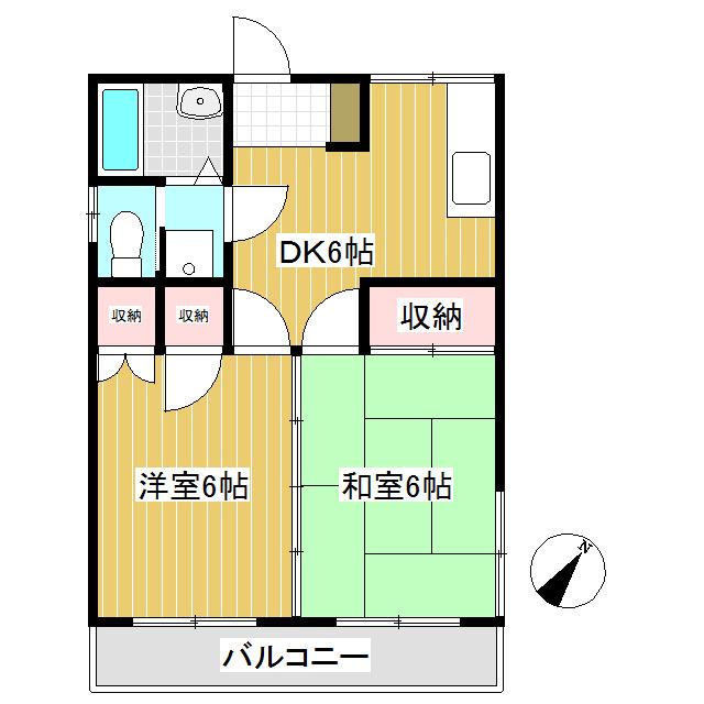 ハイツ コマクサA(2DK/2階)の間取り写真