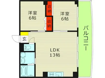 グランベル(2LDK/4階)の間取り写真